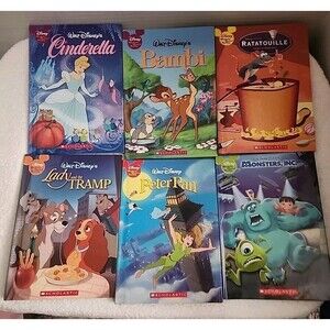 Disney Children Books Lot Of 6 Cinderella Bambi Peter Pan Lady And The Tramp...
